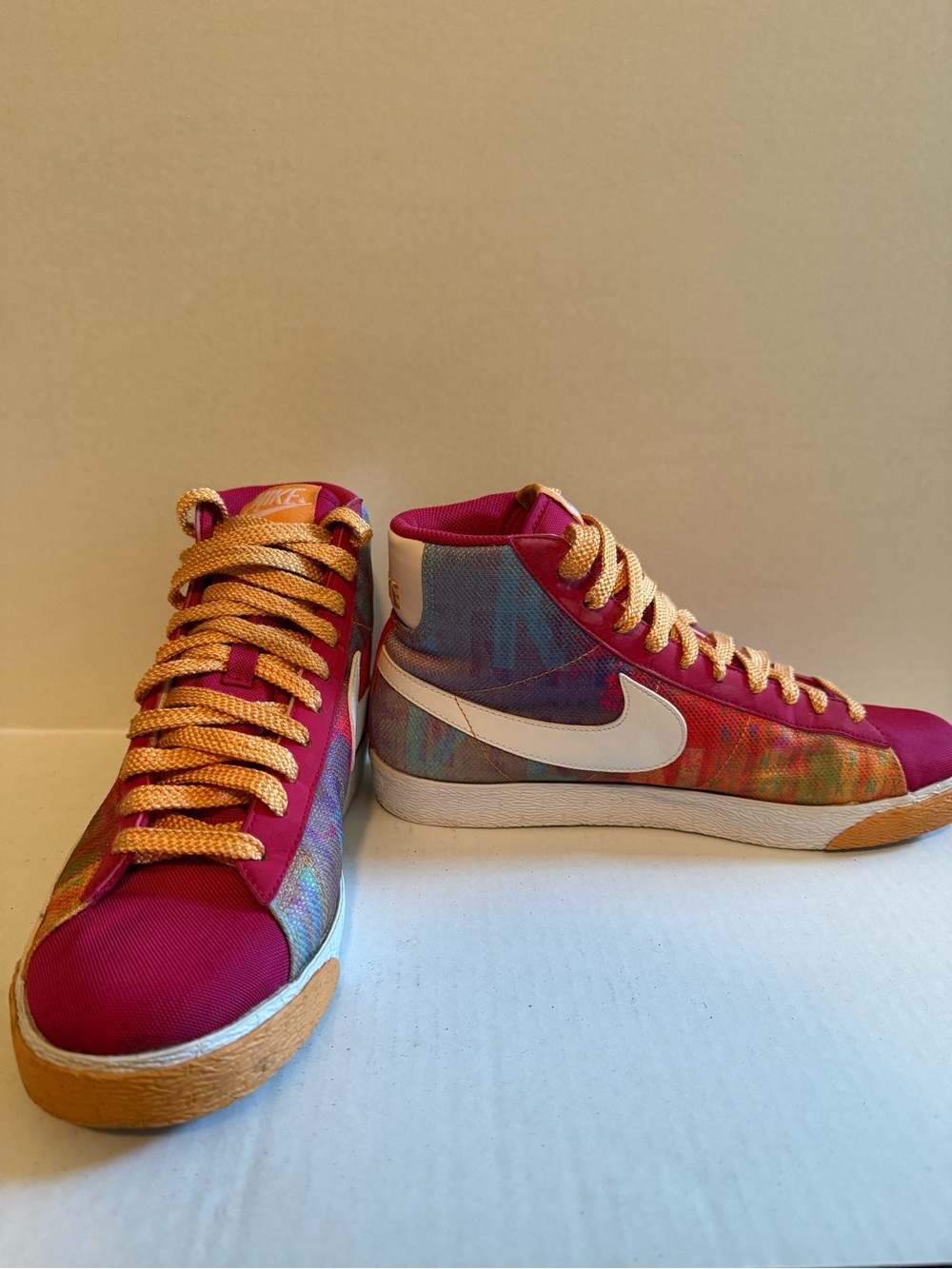 Nike Multicolor High-Top Sneakers with White Swoosh and Orange Accents - Picture 7 of 14